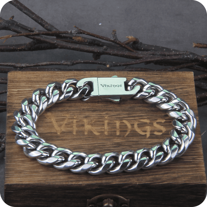 Bracelete Viking em Aço inoxidável 316L + Caixa de Madeira