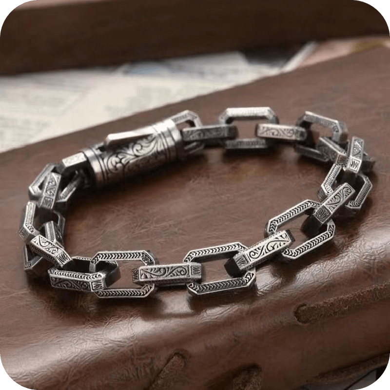 Bracelete Chain Vintage entalhado